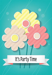 three flowers party invitations