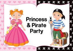 pink princess and pirate invitations