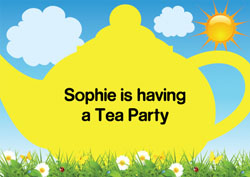 yellow teapot party invitations