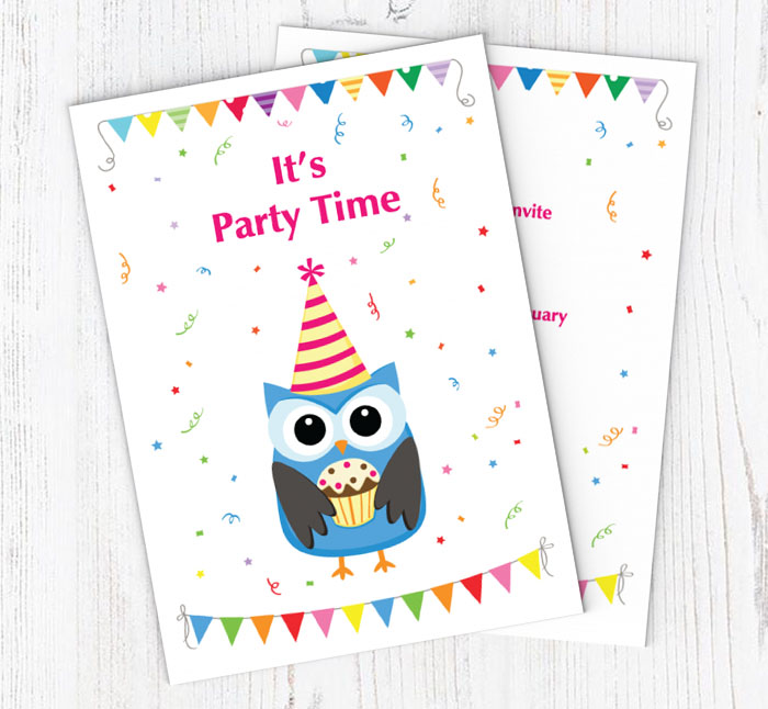 owl with cupcake invitations
