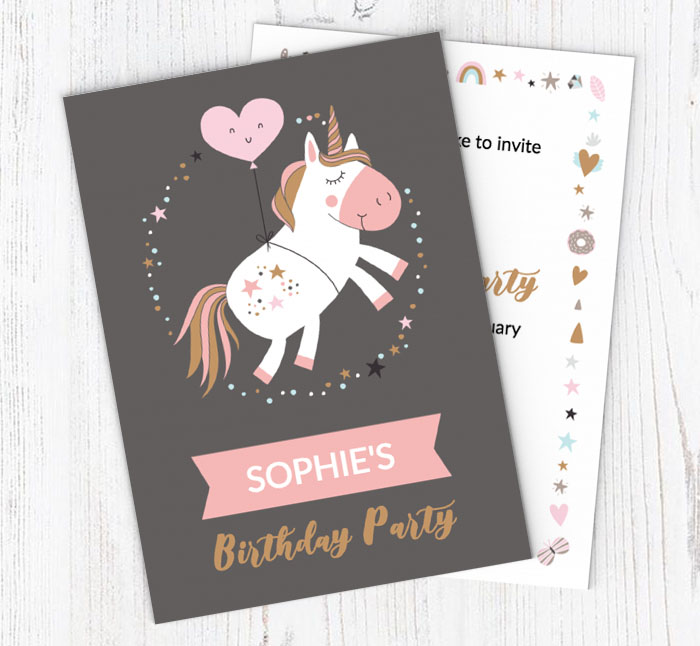 personalised unicorn party invitations