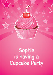 pink cupcake party invitations