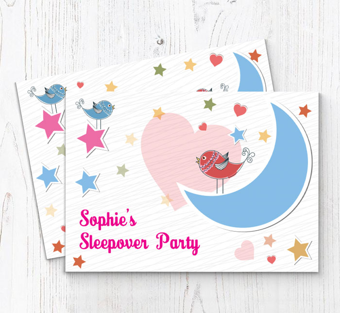 bird on moon party invitations