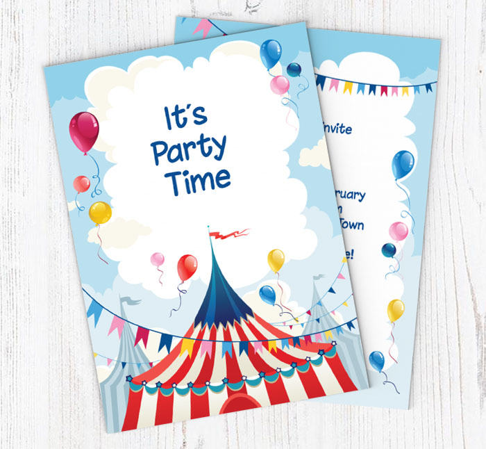 circus top party invitations