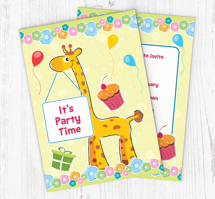 giraffe and sign invitations