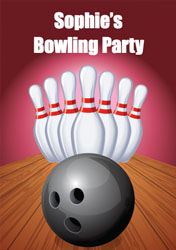 bowling pins and ball invitations