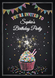 cupcake and sparklers invitations