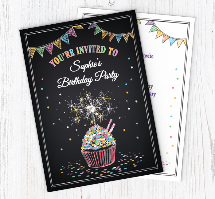 cupcake and sparklers invitations