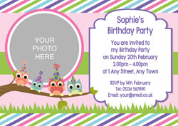 birds photo upload party invitations