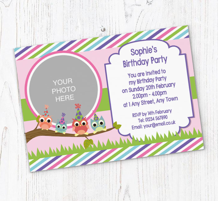 birds photo upload party invitations