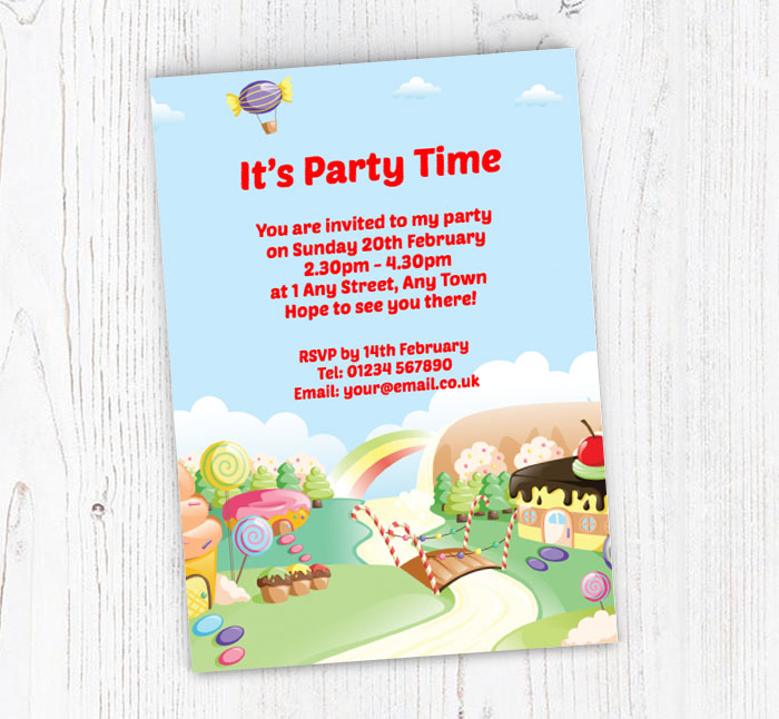 sweet town party invitations