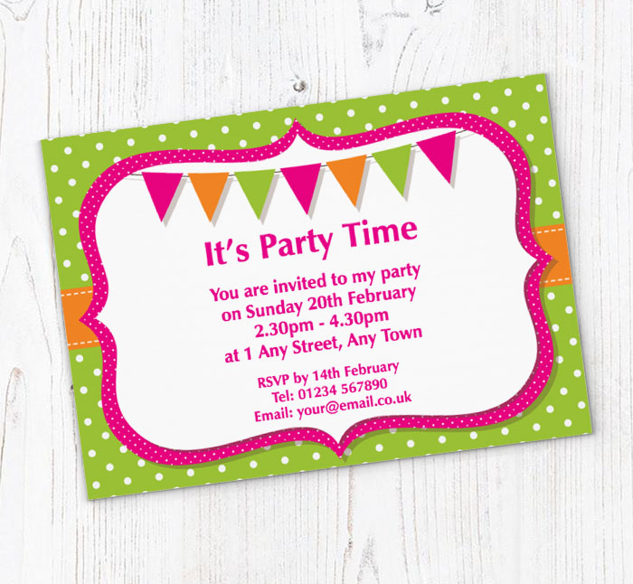 dots and bunting invitations