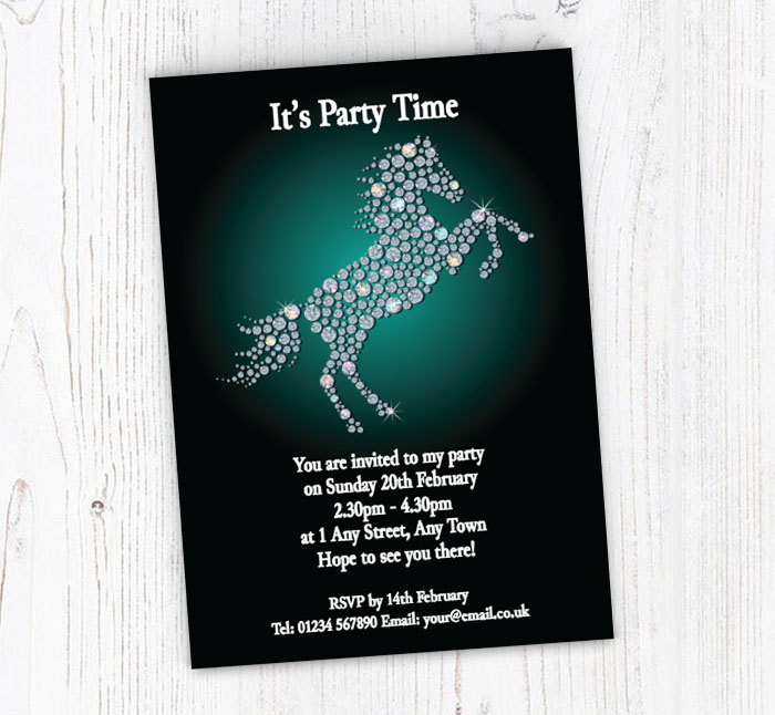 sparkling horse party invitations