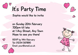 little girl and hearts invitations