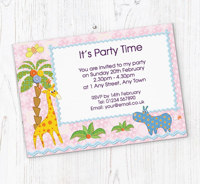 giraffe and hippo invitations