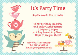 owl tea party invitations