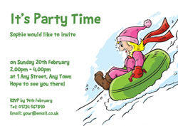 girls snow tubing party invitations