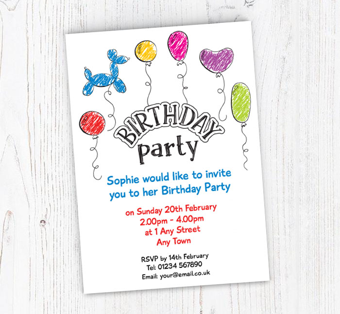 party balloons invitations