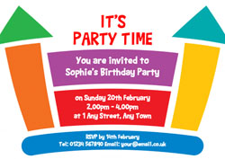 colourful bouncy castle invitations