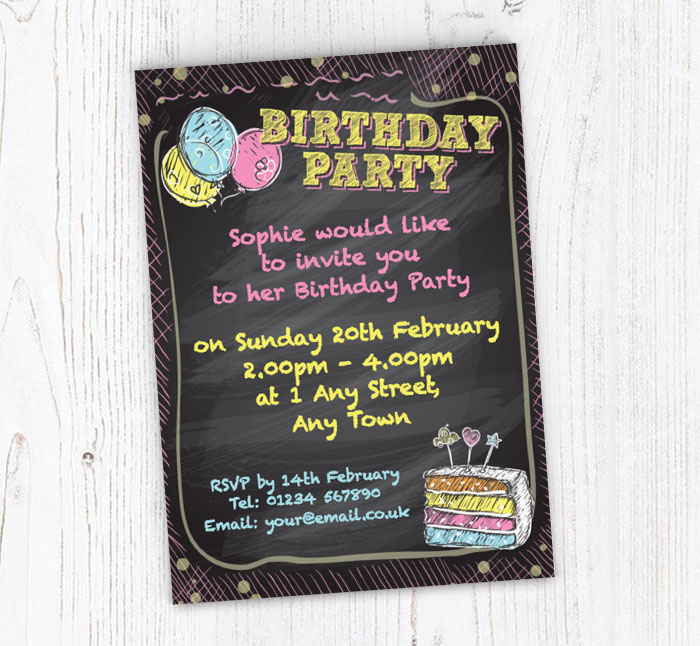 chalkboard party invitations