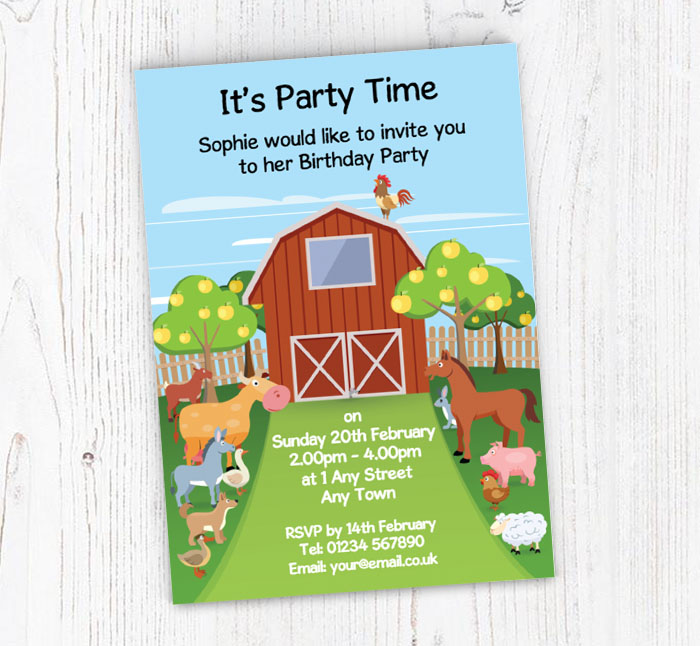 farmyard birthday party invitations
