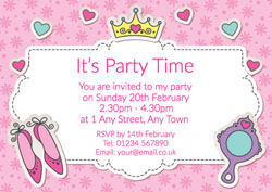 pink princess party invitations