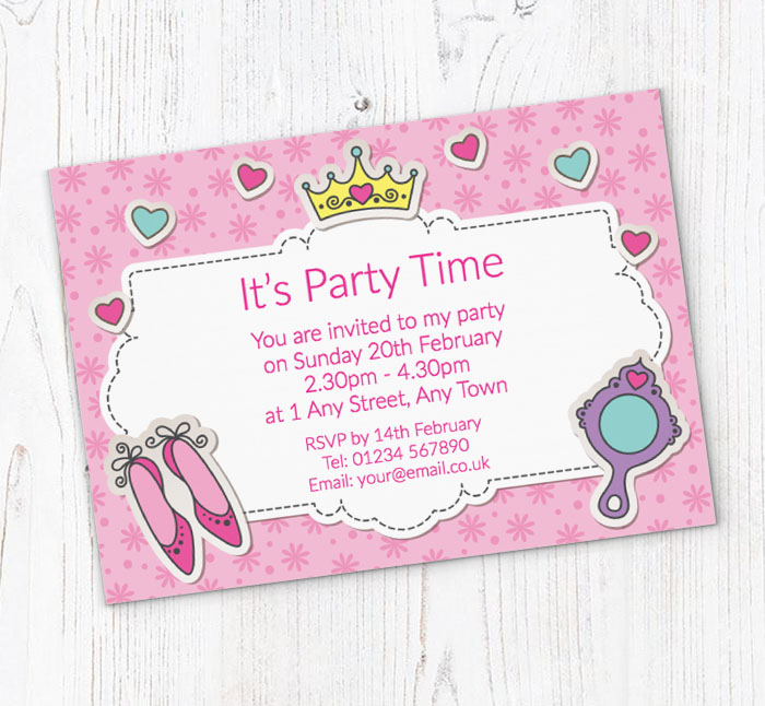 pink princess party invitations