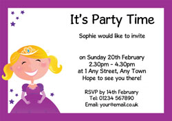 smiling princess party invitations