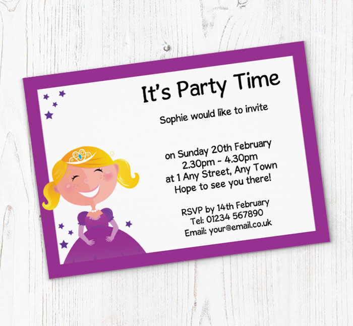 smiling princess party invitations