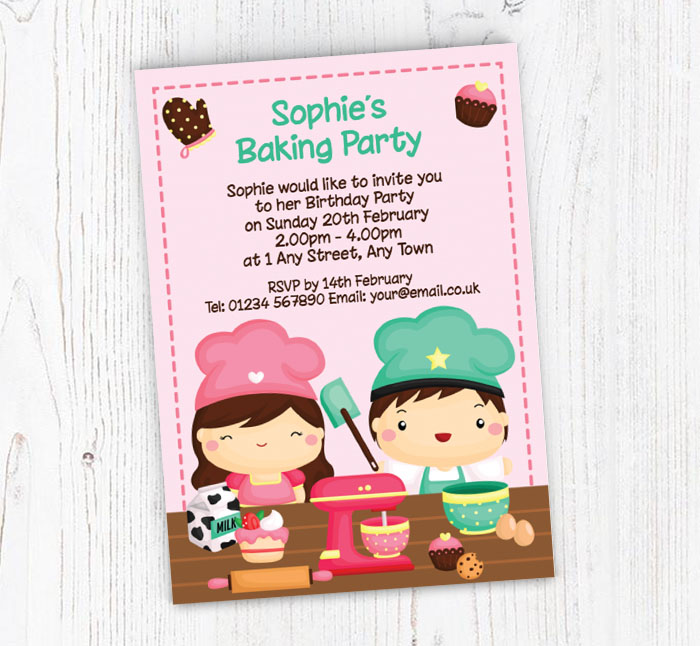 girl and boy baking invitations