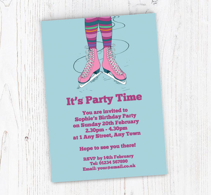 retro ice skates party invitations