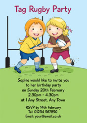 girls tag rugby party invitations