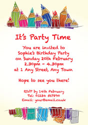 colouring pencils party invitations
