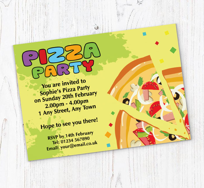 pizza slice party invitations