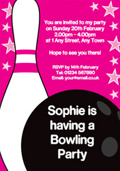 girls bowling party invitations