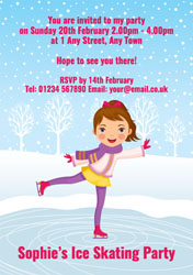 girl ice skating party invitations