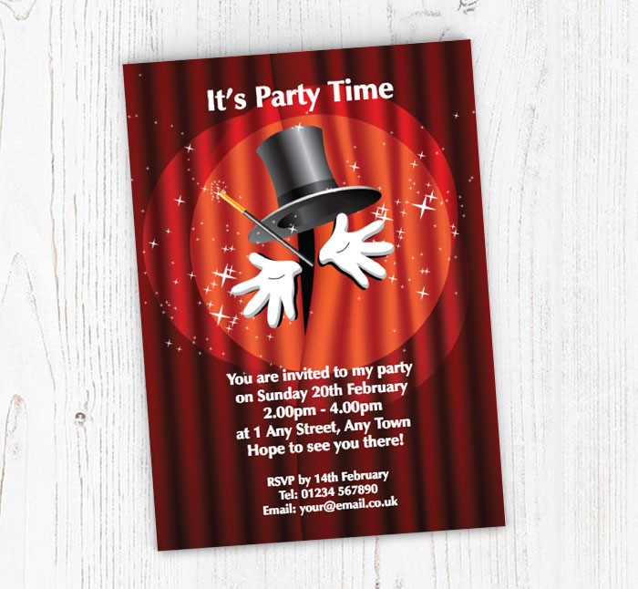 magic hands party invitations