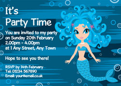 blue mermaid party invitations