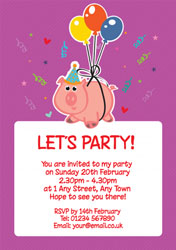 flying pig party invitations