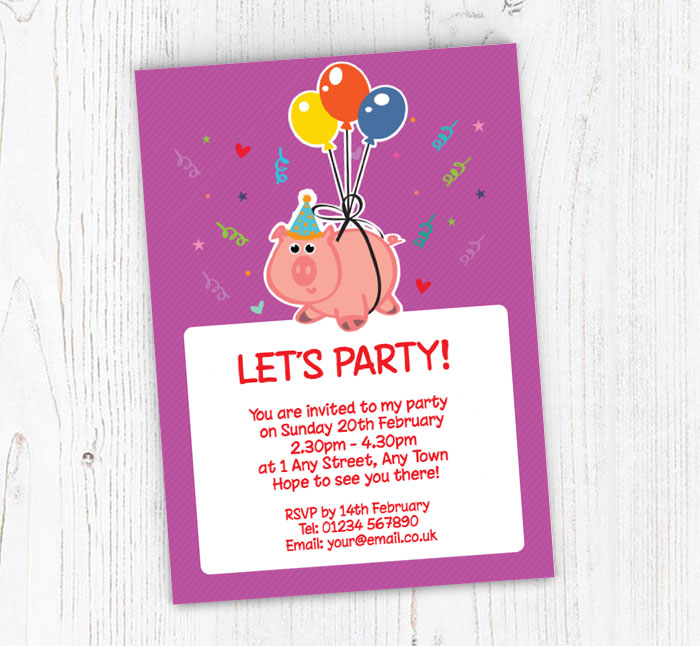 flying pig party invitations