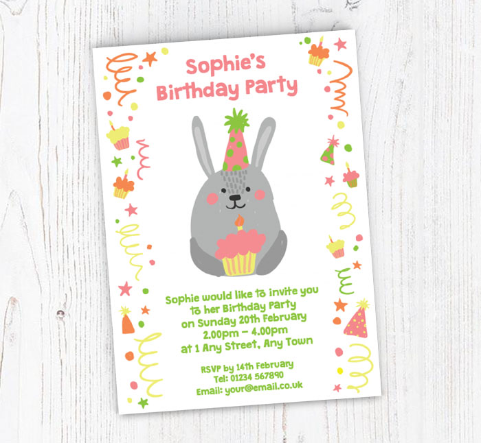 rabbit party invitations