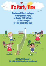 playing tennis party invitations