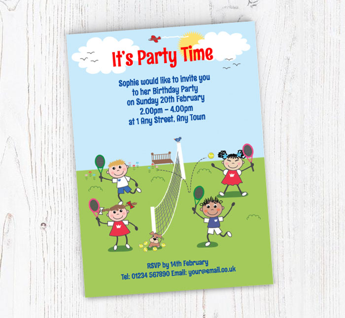 playing tennis party invitations