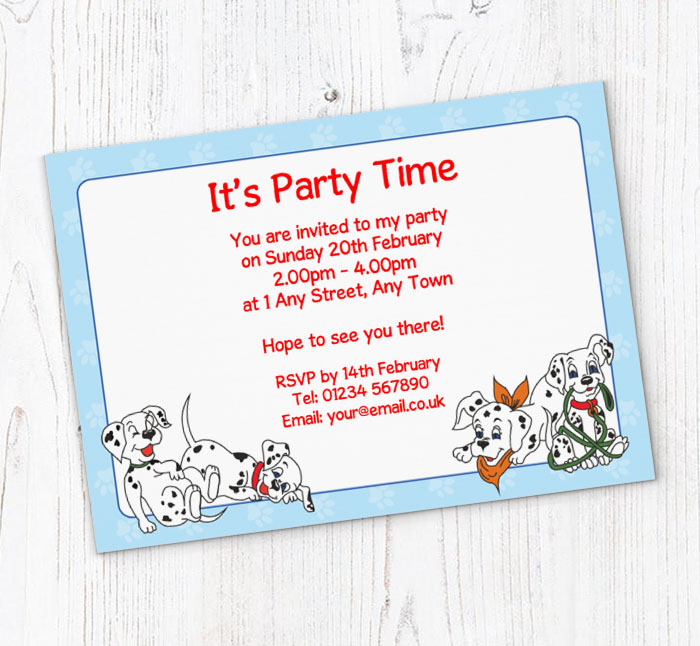 101 dalmatians party invitations
