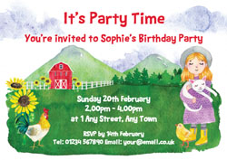 girls farm party invitations