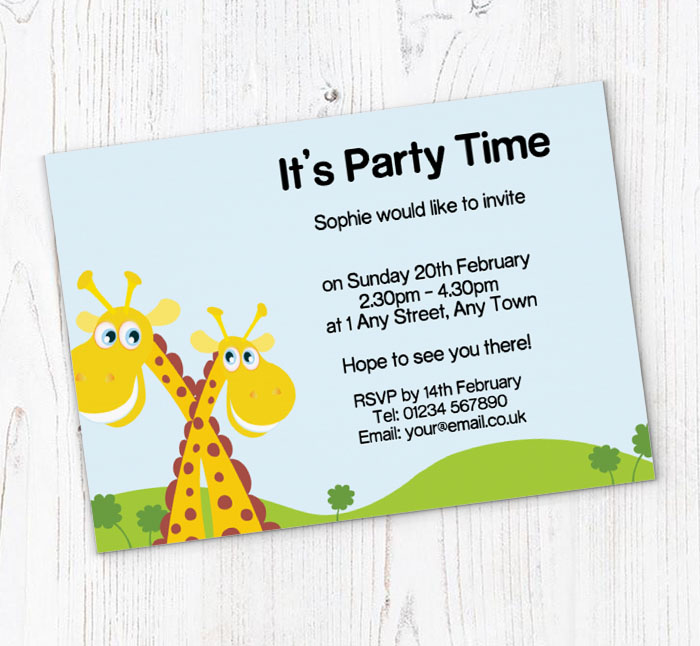 happy giraffes party invitations