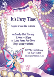 fairy and pearls party invitations