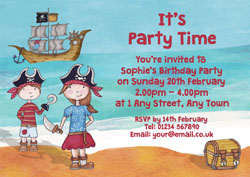 girls pirate party invitations