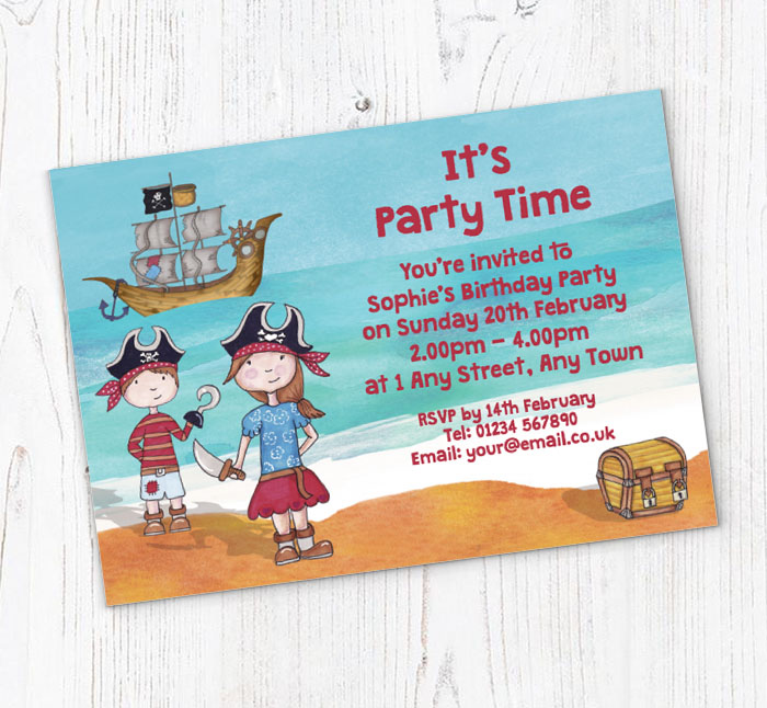 girls pirate party invitations