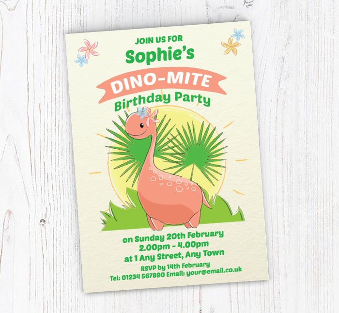 girls dinosaur party invitations